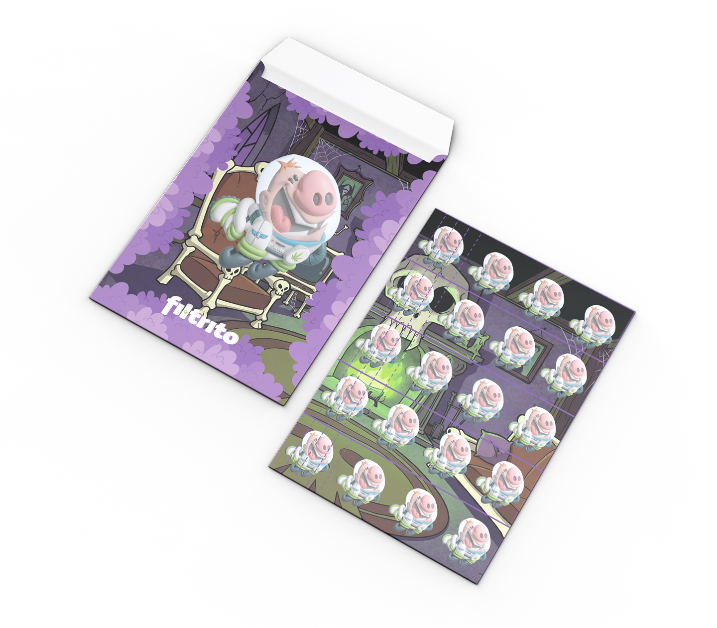 Filtros de papel personalizados con el diseño del personaje Billy producidos por Elfiltrito